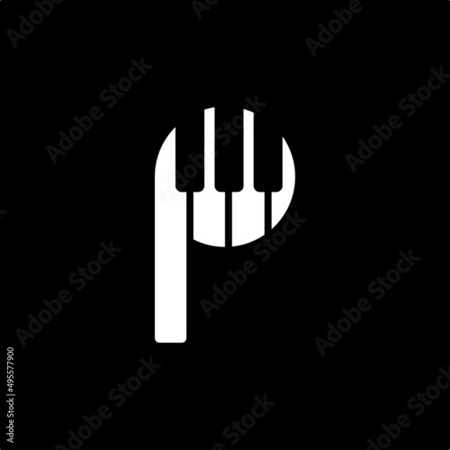 p letter alphabet piano  icon vector concept design