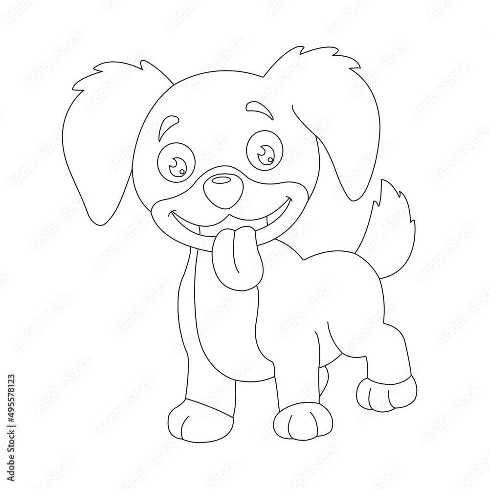 Cute puppy dog outline coloring page for kids animal coloring page ...