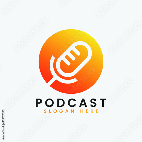 Modern gradient podcast logo design template