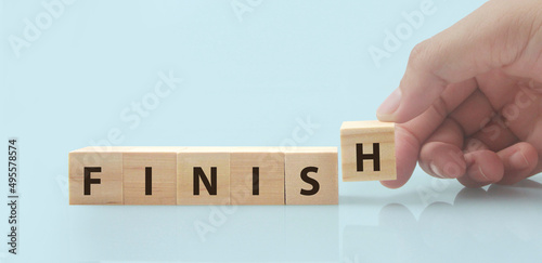 Wooden blocks chart steps copy space and word finish