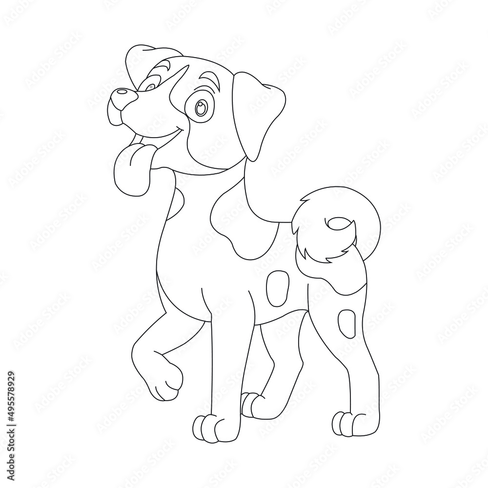 Fototapeta premium Cute puppy dog outline coloring page for kids animal coloring page cartoon vector illustration 