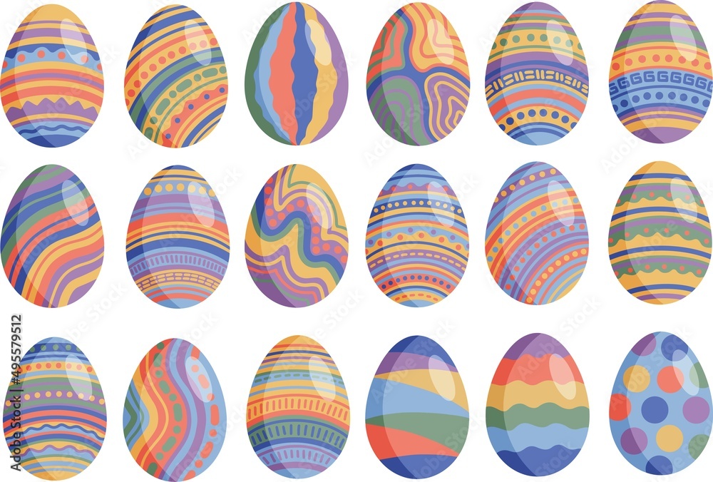 Set of Easter eggs Illustration. Easter eggs for spring Easter holiday Set of Easter eggs Illustration. Easter eggs for spring Easter holiday
