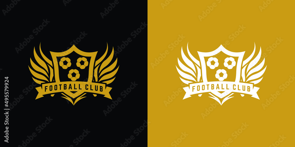 football logo with shield and wing element, sport design template football logo with shield and wing element, sport design template