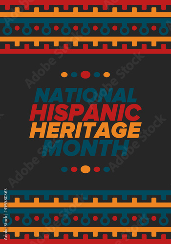 National Hispanic Heritage Month in September and October. Hispanic and Latino Americans culture. Celebrate annual in United States. Poster  card  banner and background. Vector illustration