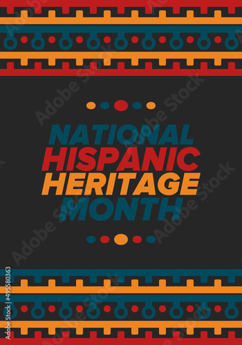 National Hispanic Heritage Month in September and October. Hispanic and Latino Americans culture. Celebrate annual in United States. Poster, card, banner and background. Vector illustration