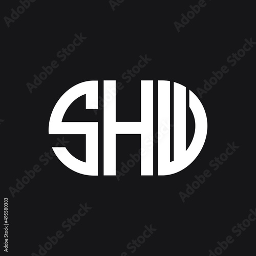 SHW letter logo design on Black background. SHW creative initials letter logo concept. SHW letter design. 