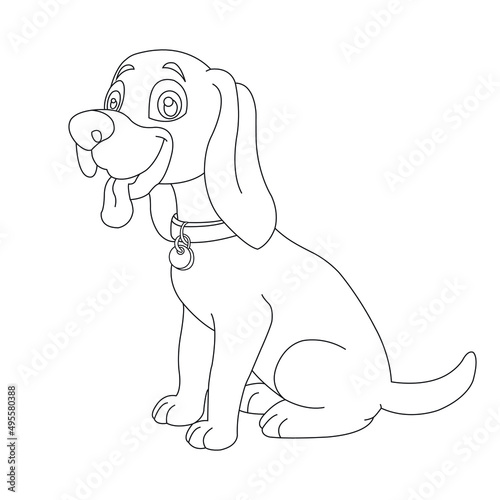 Cute puppy dog outline coloring page for kids animal coloring page cartoon vector illustration 