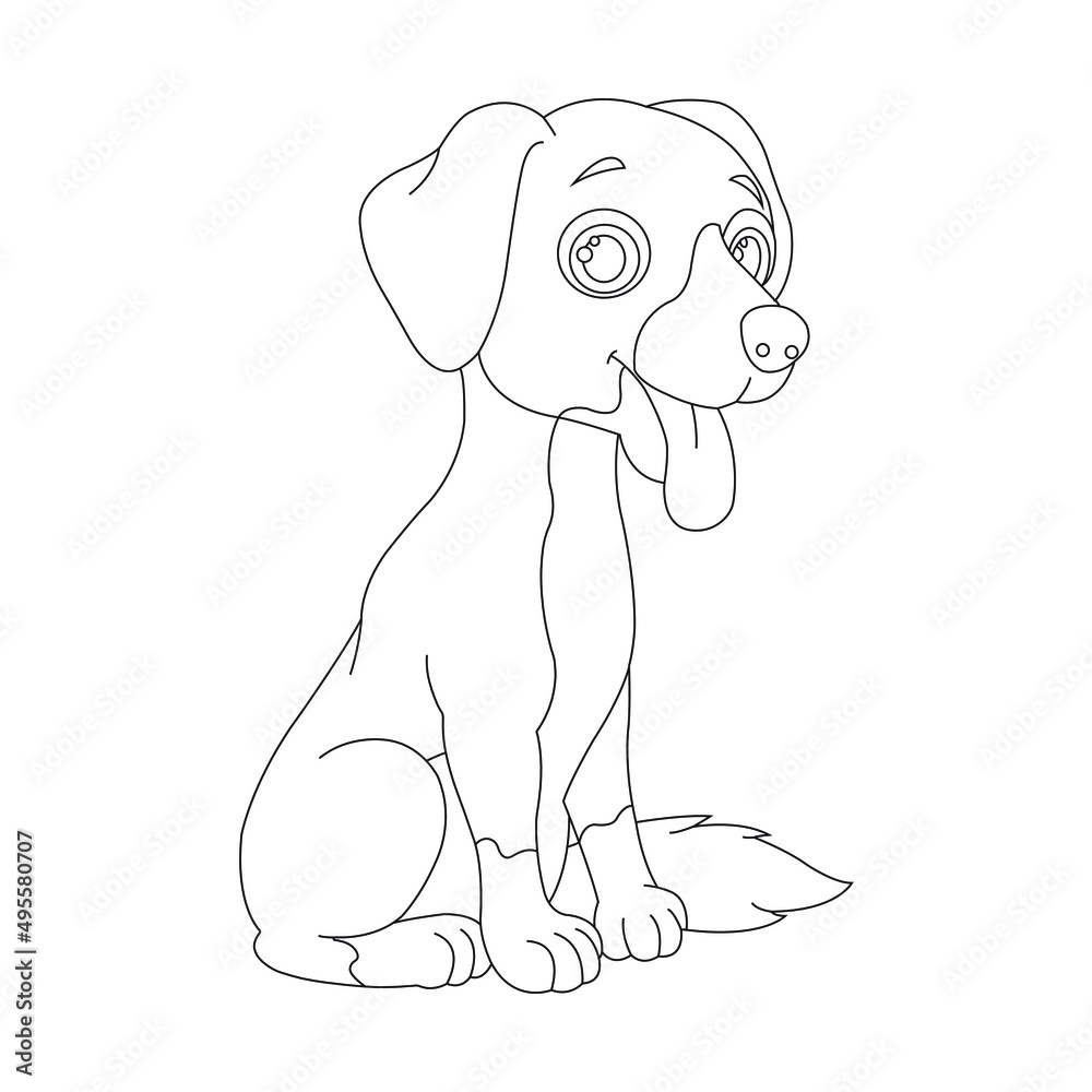 Fototapeta premium Cute puppy dog outline coloring page for kids animal coloring page cartoon vector illustration 
