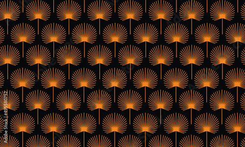 Golden leave and floral background. Luxury Floral in art deco style. Classy gold natural pattern design illustration.