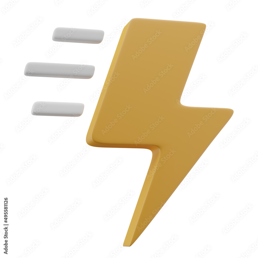3d yellow flash icon with plastic finish. 3d illustration render 3d yellow flash icon with plastic finish. 3d illustration render