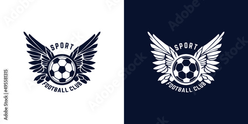 Foto Soccer Football Badge label Design with wing ball