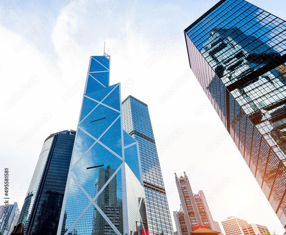 Obraz premium Modern corporate buildings in central hong kong