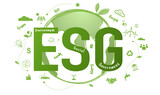 ESG banner icon concept for business and organization, Environment, Social, Governance on green world background.