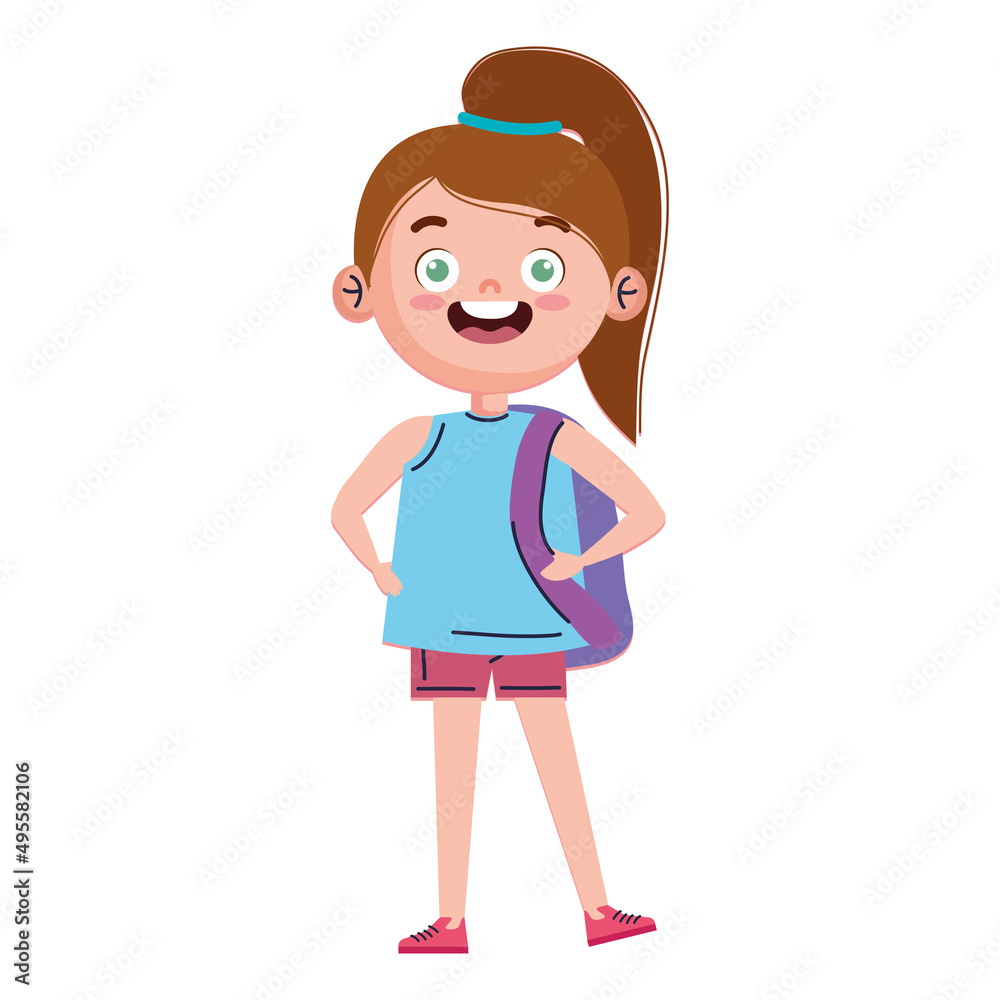 little girl with schoolbag