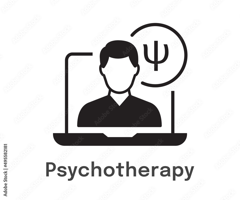 Psychological help online icon icon on white background. Vector illustration.