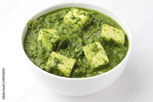 Palak Paneer Curry made up of spinach and cottage cheese, Indian healthy Lunch Dinner  food