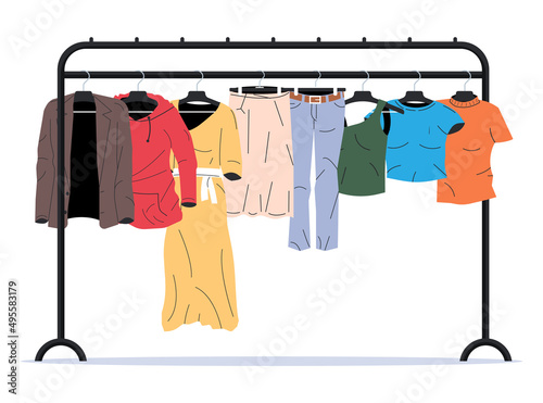 Mens and Womans Clothes on Hanger.