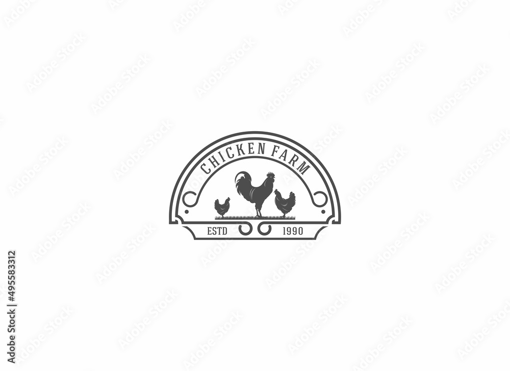 chicken farm logo template in white background chicken farm logo template in white background