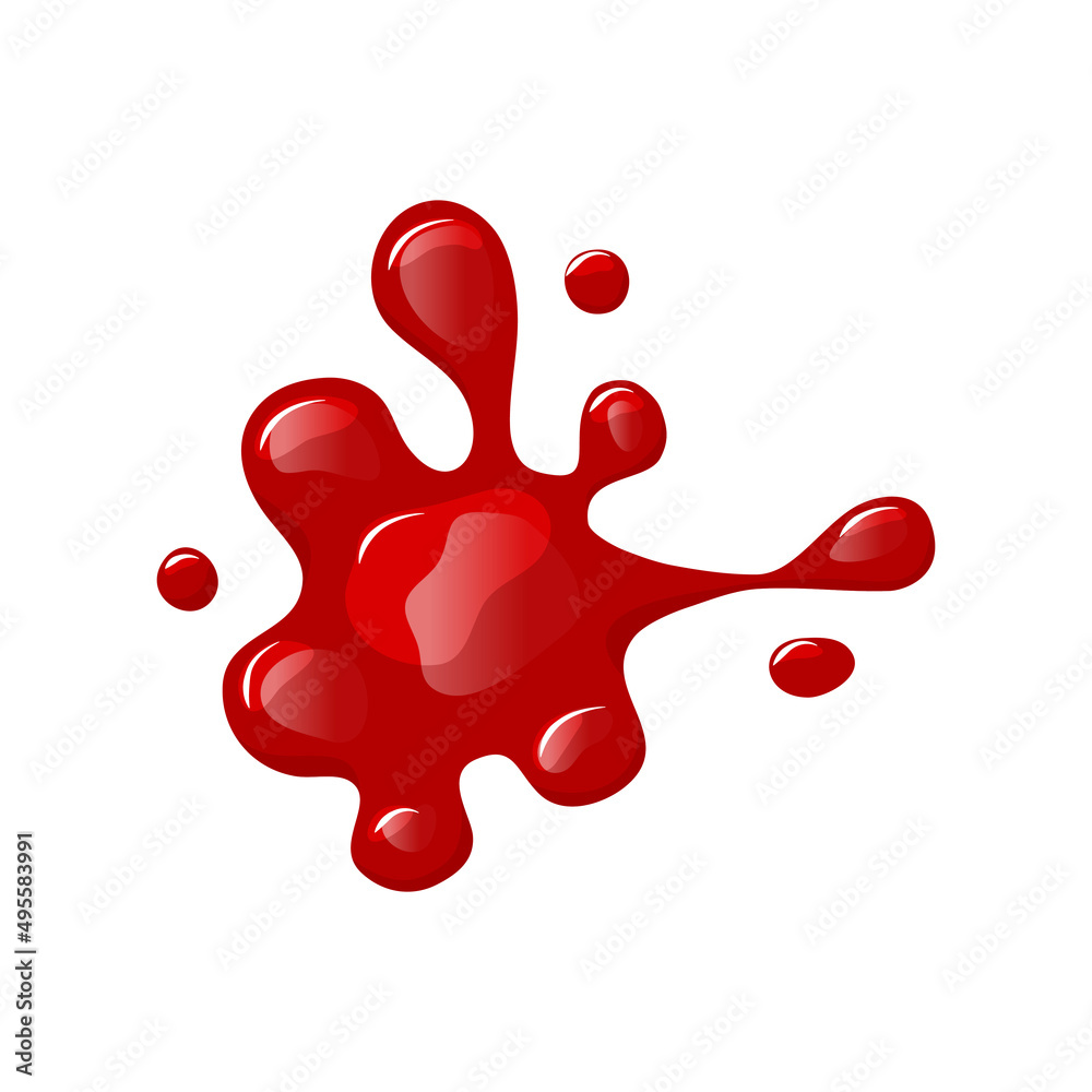 Bloody puddle. Red liquid spill. Wine, red paint. Vector cartoon illustration. Top view on a white isolated background. Bloody puddle. Red liquid spill. Wine, red paint. Vector cartoon illustration. Top view on a white isolated background.
