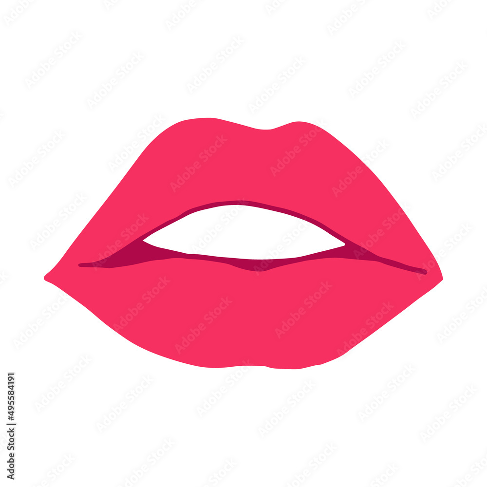 lips with pink lipstick icon. mouth vector illustration hand drawn in cartoon style. lips with pink lipstick icon. mouth vector illustration hand drawn in cartoon style.