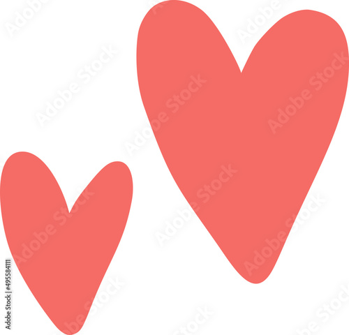 Doodle red heart illustration, vector love object