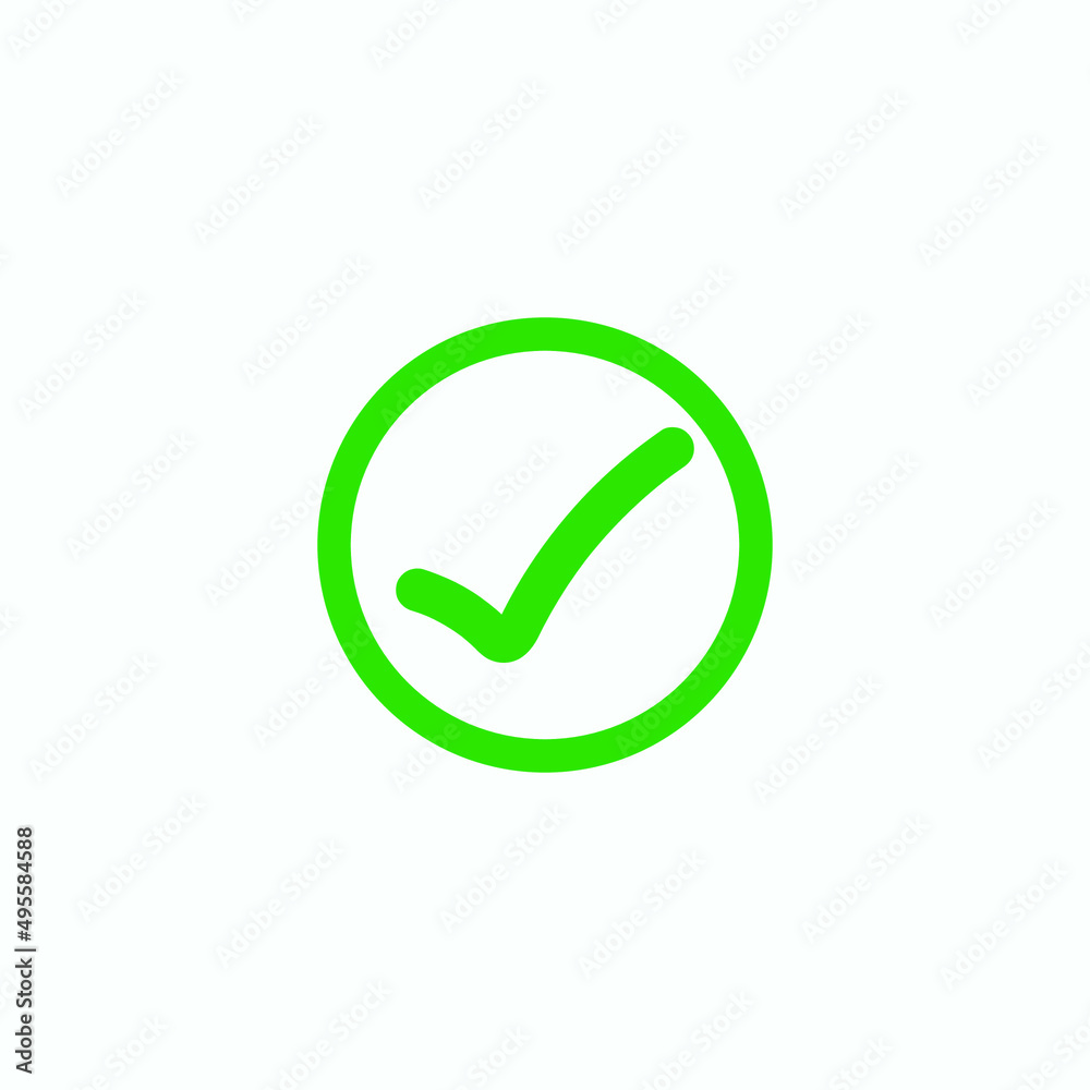 Check mark green line icons. Vector illustration. - Vector