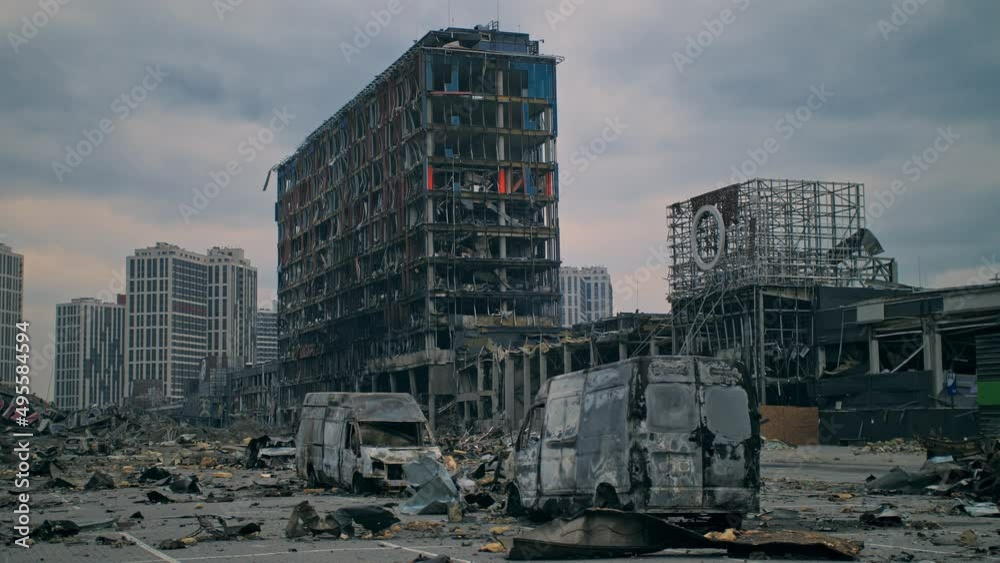 War destroy city ukraine kyiv kiev rocket house destruction