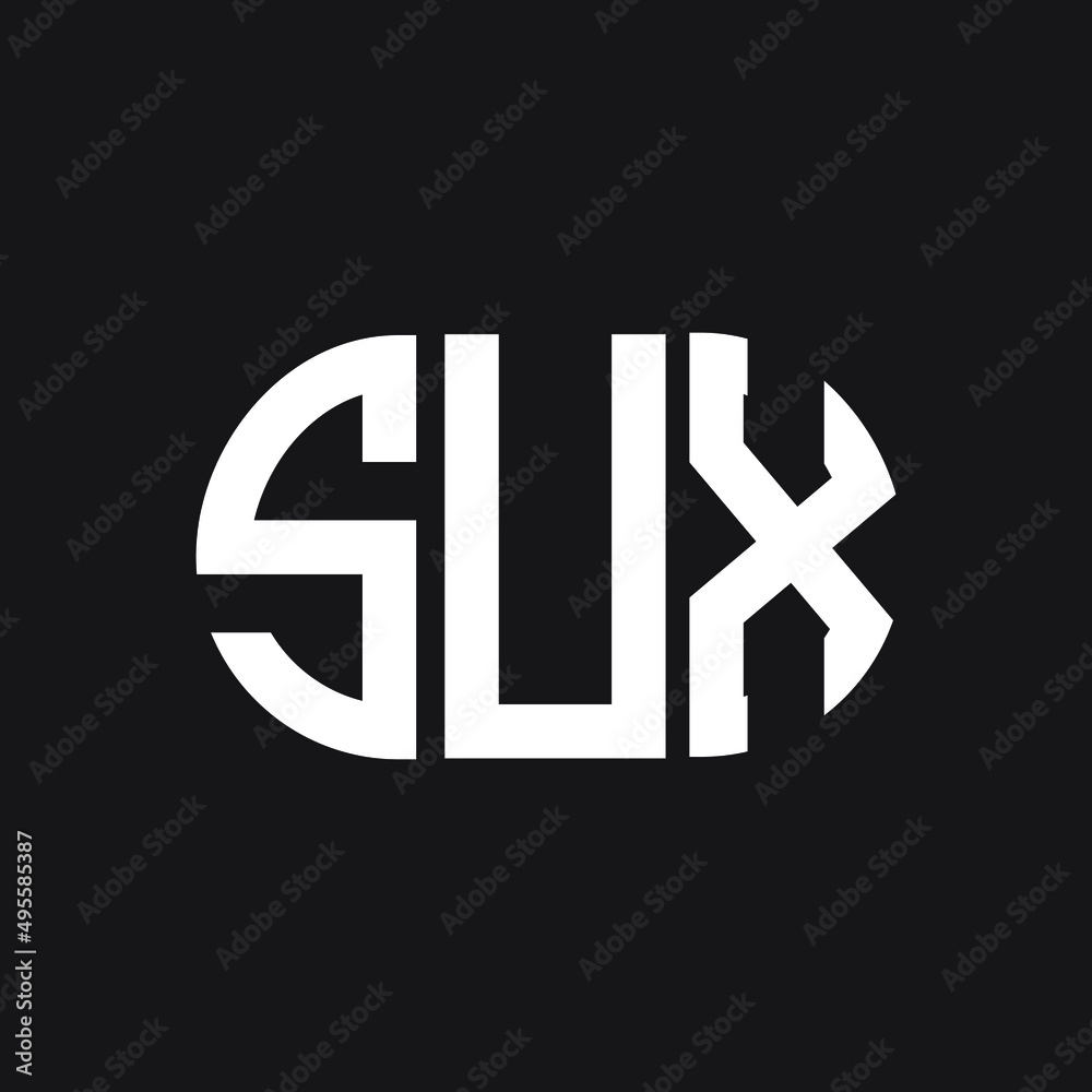 Obraz premium SUX letter logo design on Black background. SUX creative initials letter logo concept. SUX letter design. 