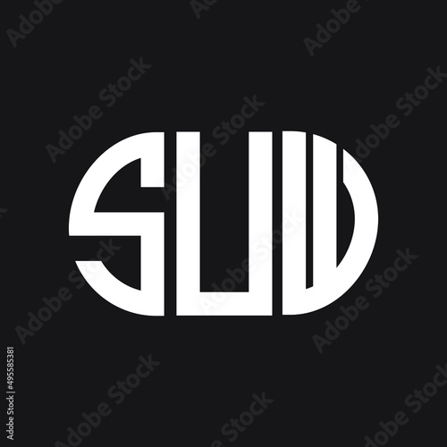 SUW letter logo design on Black background. SUW creative initials letter logo concept. SUW letter design. 