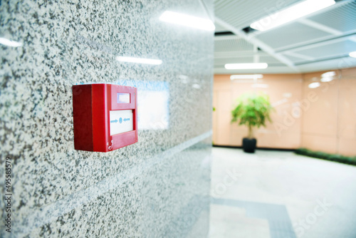 Fire alarm system on the wall of hotel