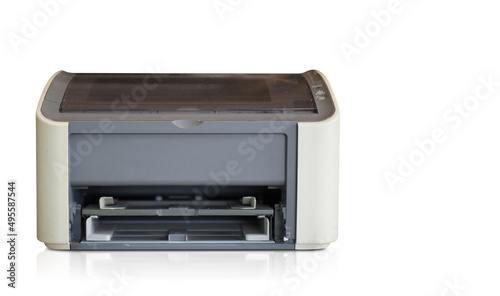 front view white and grey printer on white background, object, background, technology background, business, copy space