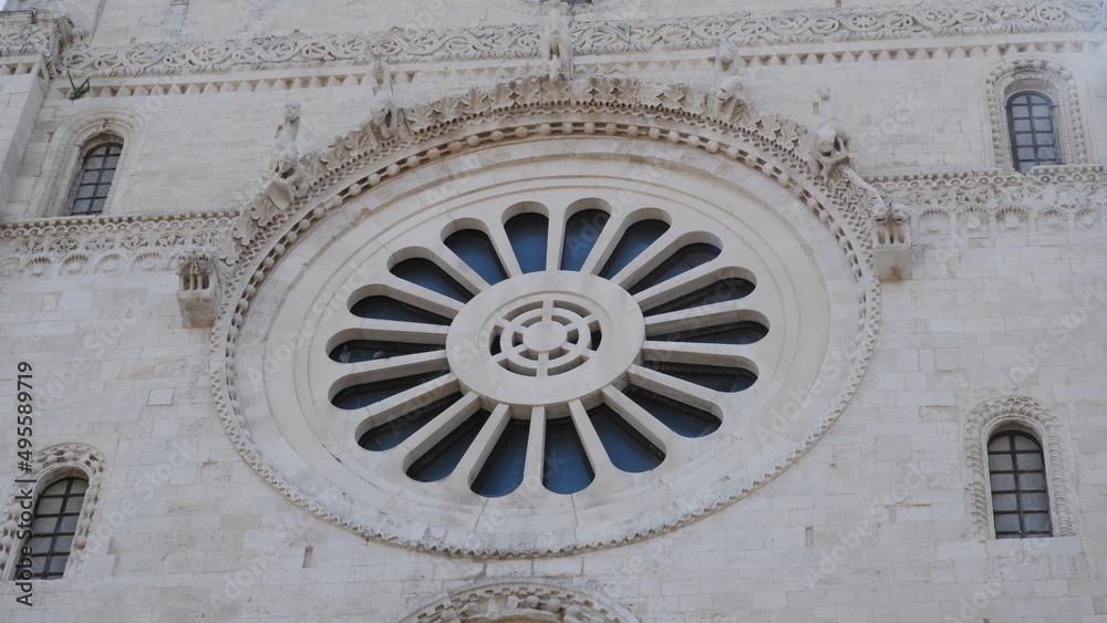 Rose window of Bari Cathedral. Apulia