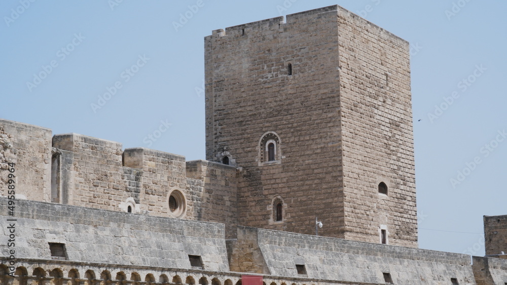 Bari, Italy, Puglia: Street view of the Swabian castle or Castello Svevo