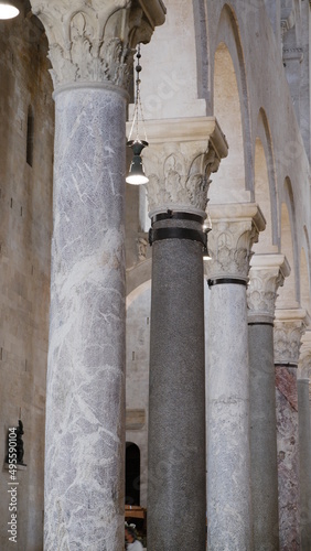 Snow white marble columns of arched