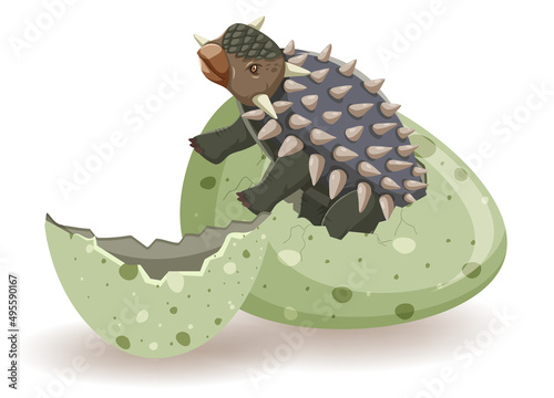 Ankylosaurus hatching from egg