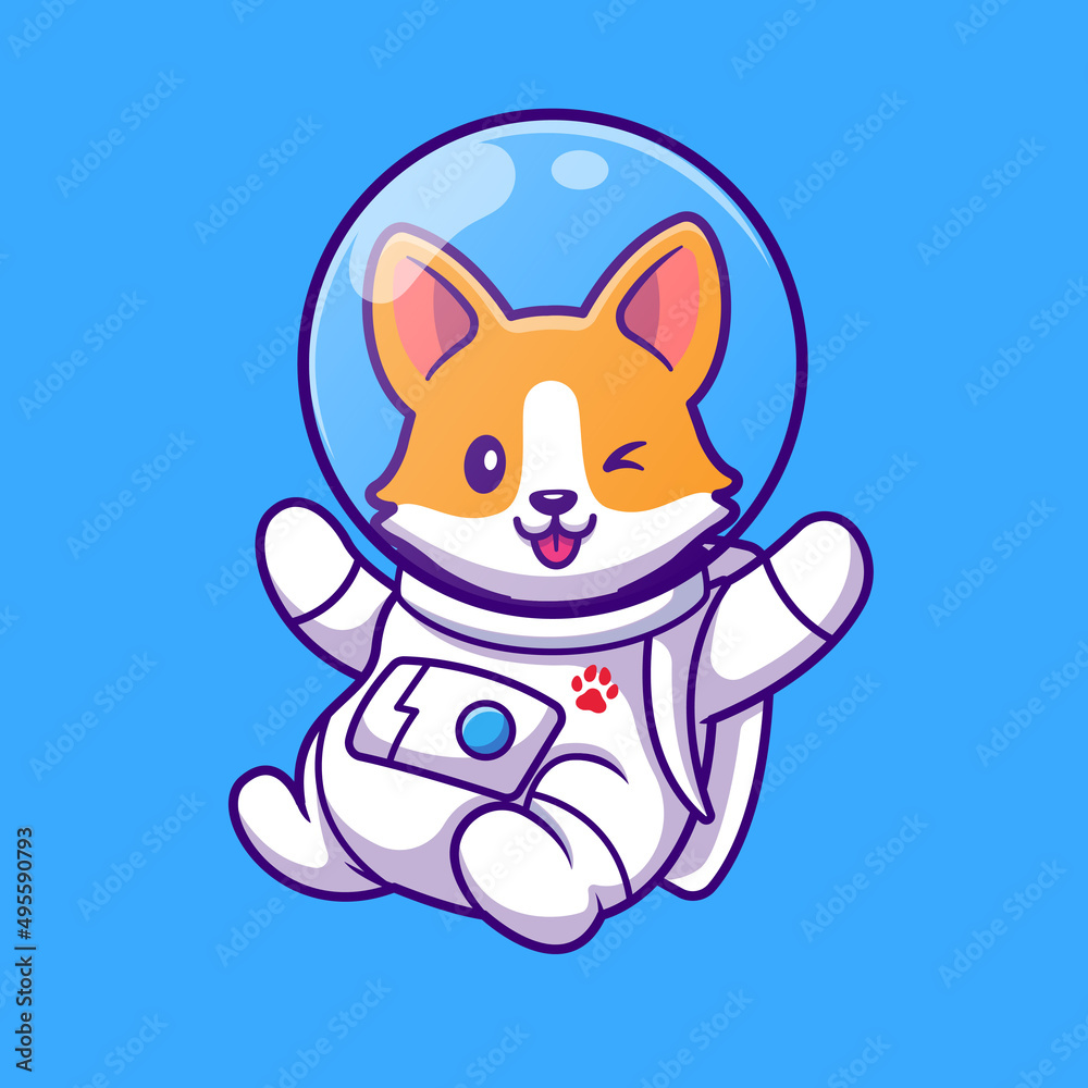 Cute Corgi Astronaut Flying Cartoon Vector Icon Illustration. Animal ...