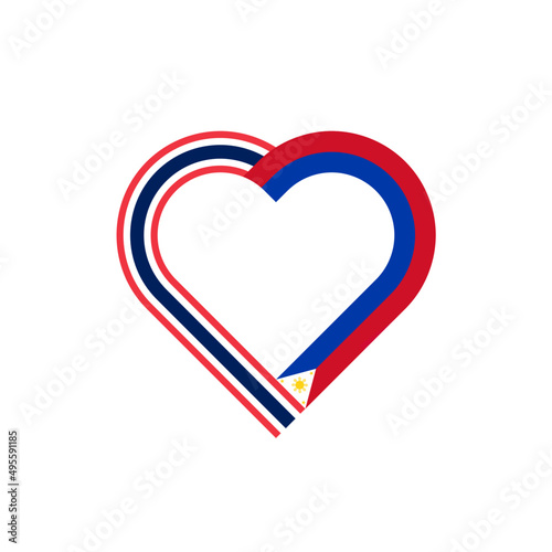 heart ribbon icon of thailand and philippines flags. vector illustration isolated on white background