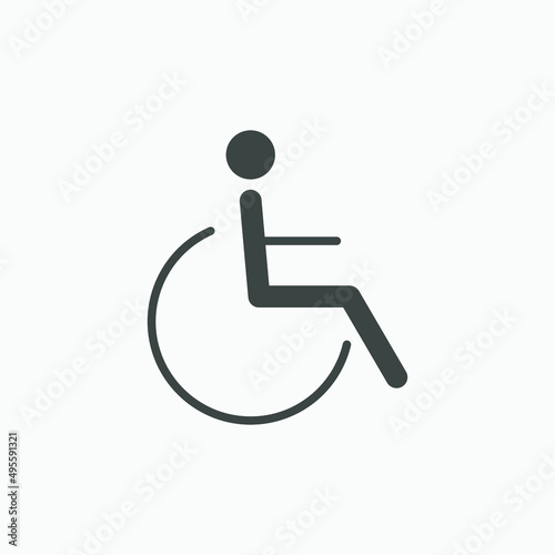 Disabled handicap vector icon isolated. Disabled, wheelchair, disability person symbol sign. 