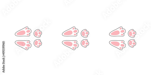 Rabbit or hare footprint trail. Easter bunny foot prints. Rabbit paw steps. Hare steps track on snow. Vector illustration isolated on white background in flat style.