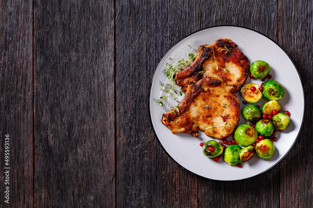 bone in loin chops with brussel sprouts