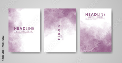 Set of cards with watercolor blots. Set of cards with hand drawn blots element on white background for your design. Design for your date, postcard, banner, logo.  © REZI