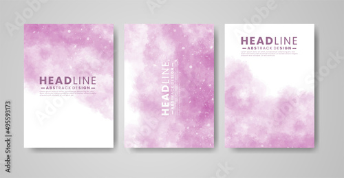 Set of cards with watercolor blots. Set of cards with hand drawn blots element on white background for your design. Design for your date, postcard, banner, logo. 