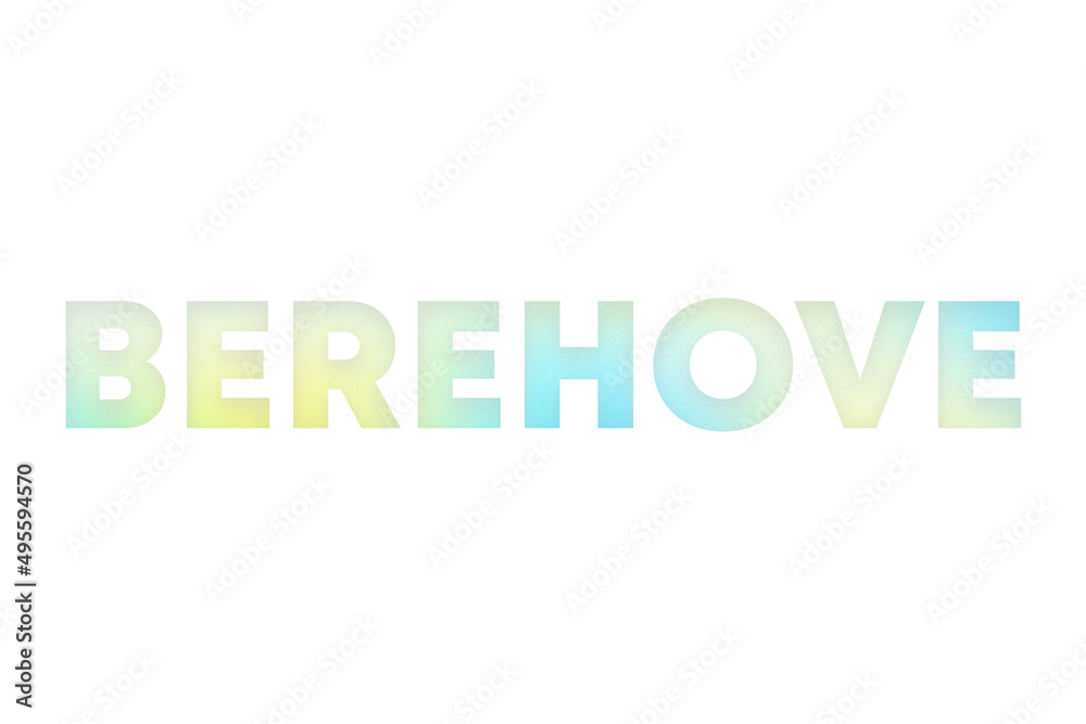 Berehove type decorated with blue and yellow blurred gradient. Illustration on white, cut out clipart elements for design decoration, sticker, t-shirt print, banner, apps, web