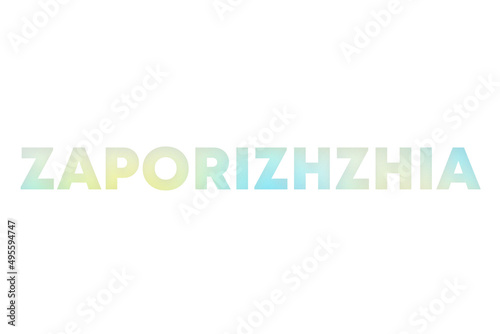 Zaporizhzhia type decorated with blue and yellow blurred gradient. Illustration on white, cut out clipart elements for design decoration, sticker, t-shirt print, banner, apps, web
