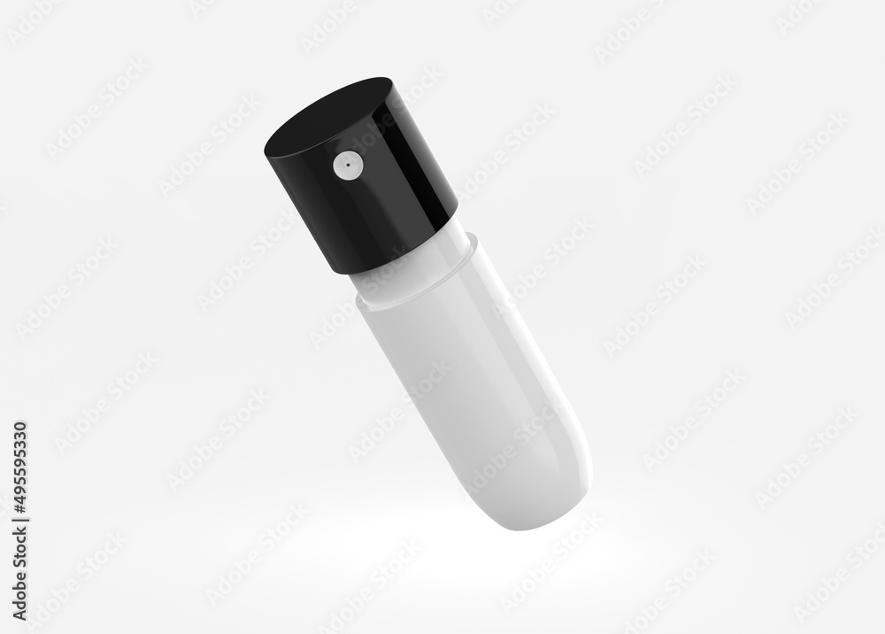 Cosmetic Bottle with Pump Mockup Metallic isolated on white background. 3d illustration