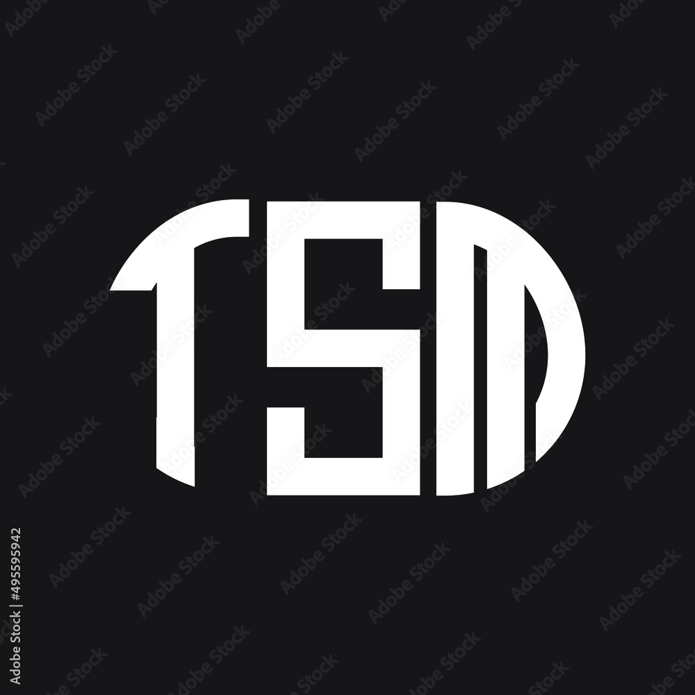 Obraz premium TSM letter logo design on black background. TSM creative initials letter logo concept. TSM letter design.