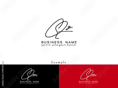 QZ q&z Logo Design, Signature qz Luxury Logo Letter Vector Stock photo