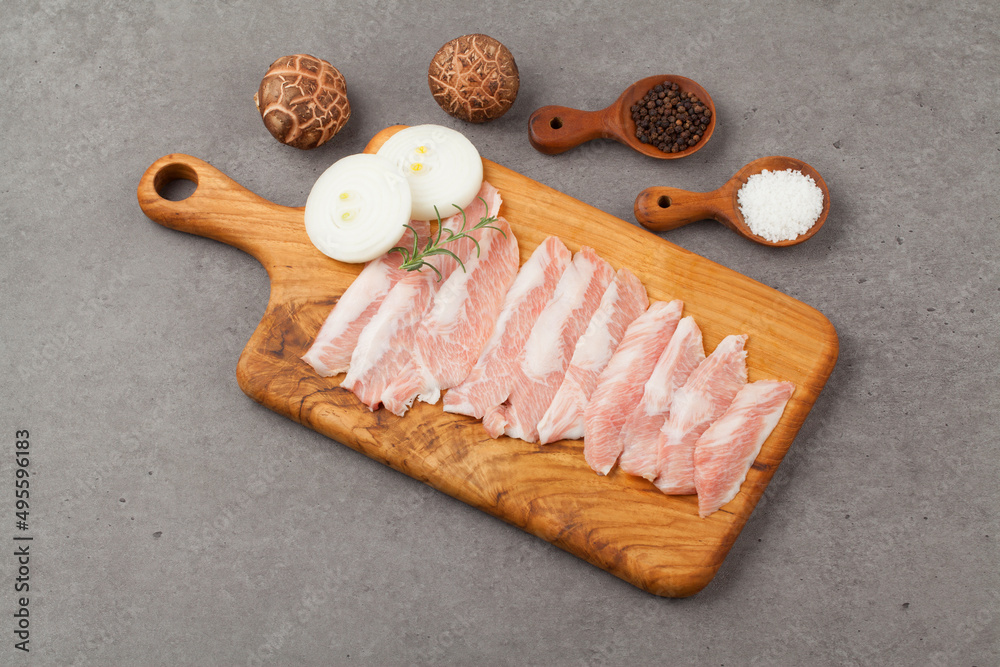 Raw meat, directing, salt, cooking, food, menu, fresh, meat, juice