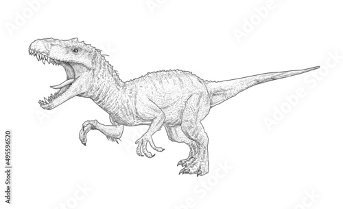 Indominus Rex Dinosaur realistic sketch drawing animal