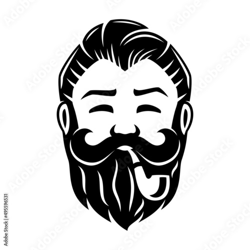 Icon of a bearded man with a smoking pipe on a white background.